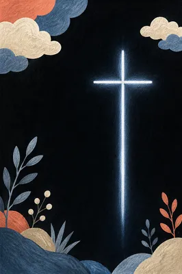 Minimalist Glowing Cross on Charcoal Background