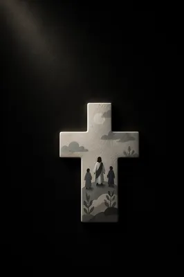 Minimal White Cross on Charcoal Background