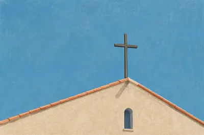 Minimal Church Cross Under Blue Sky