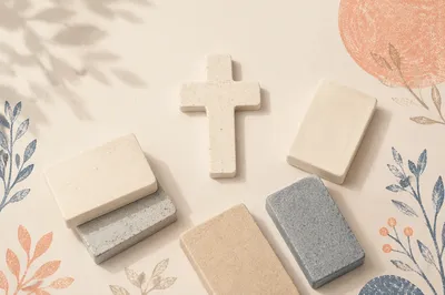 Minimalist Ceramic Cross on Warm Background