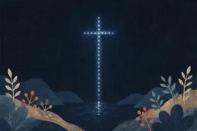 Minimalist Luminous Cross on Charcoal Background