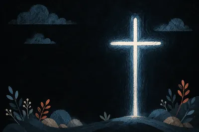 Minimalist Glowing Cross on Charcoal Background
