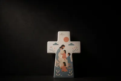 Minimal White Cross on Charcoal Background