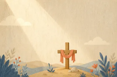 Minimal Wooden Cross on Clean Background