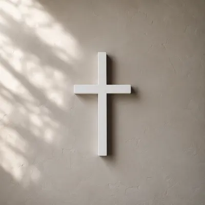Minimalist White Cross on Warm Gray
