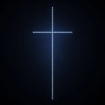 Minimal Luminous Cross on Charcoal Background