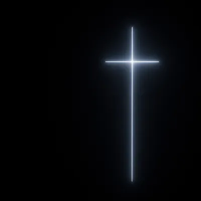 Minimalist Glowing Cross on Charcoal Background