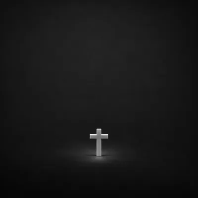 Minimal White Cross on Charcoal Background