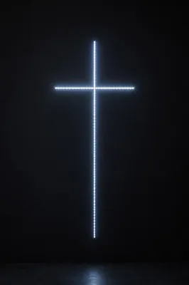 Minimalist Luminous Cross on Charcoal Background
