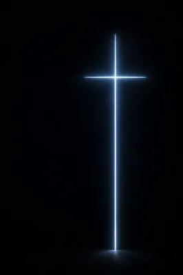 Minimalist Glowing Cross on Charcoal Background