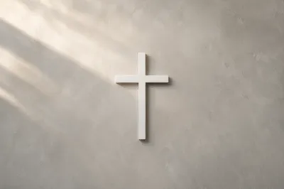 Minimalist White Cross on Warm Gray