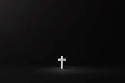 Minimal White Cross on Charcoal Background