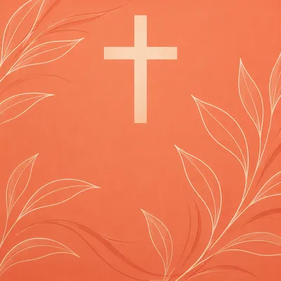 Minimalist Coral Cross with Botanical Lines