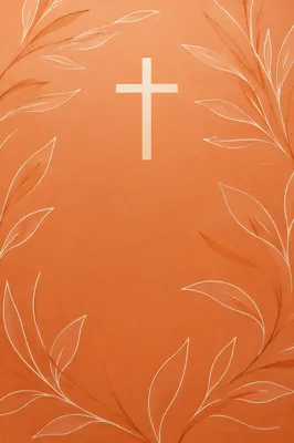 Minimalist Coral Cross with Botanical Lines
