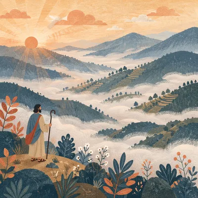 Misty Mountain Valley at Golden Dawn