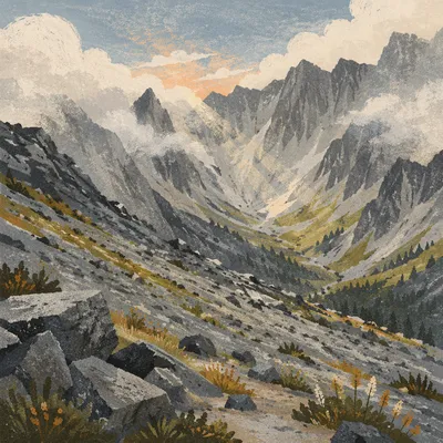 Misty Alpine Valley Dawn Light Rays