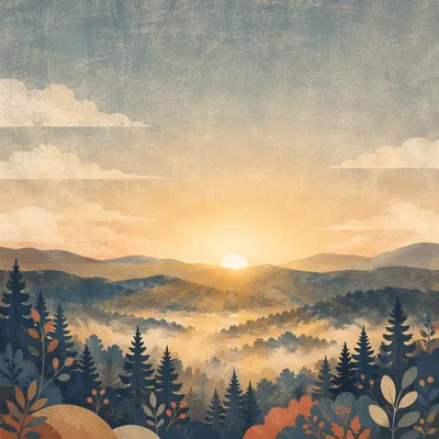 Misty Mountain Valley Dawn Light Rays