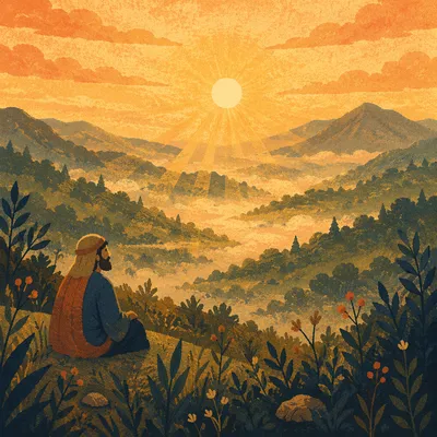 Misty Mountain Valley Dawn Light Rays