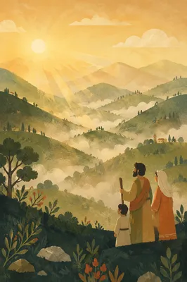 Misty Mountain Valley at Golden Dawn