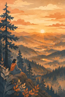 Misty Mountain Valley Dawn Rays Background