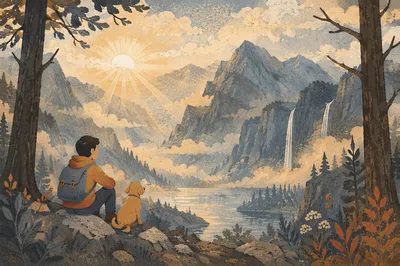 Misty Mountain Valley at Dawn
