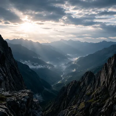 Misty Mountain Valley at Dawn