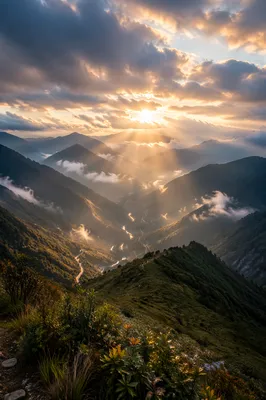 Misty Mountain Valley at Dawn
