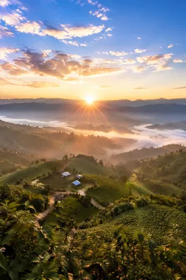 Misty Mountain Valley Dawn Light Rays