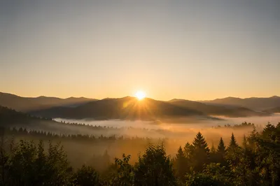 Misty Mountain Valley Dawn Light Rays