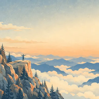 Sunrise Mountain Panorama Above Cloud Sea