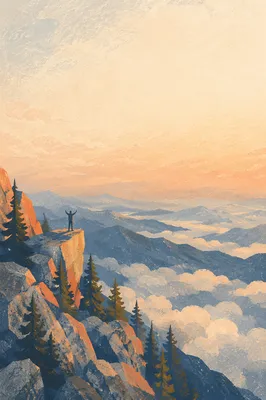 Sunrise Mountain Panorama Above Cloud Sea