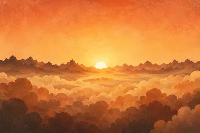 Sunrise Above Mountain Cloud Sea