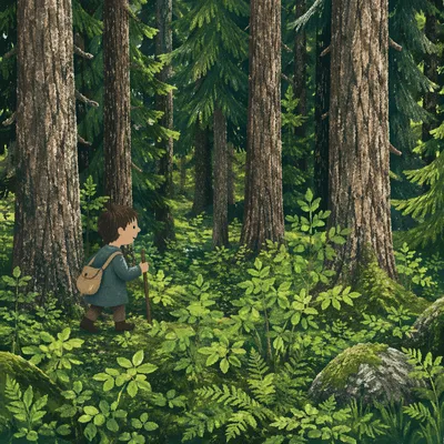 Quiet Evergreen Forest Nature Background