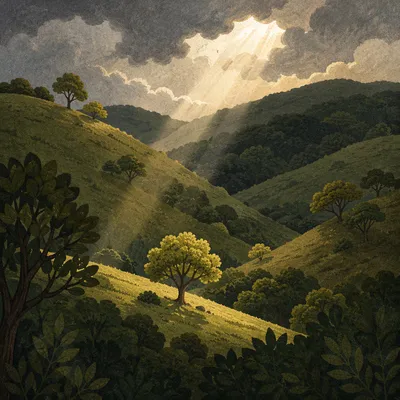 Rolling Green Forest Hills Background
