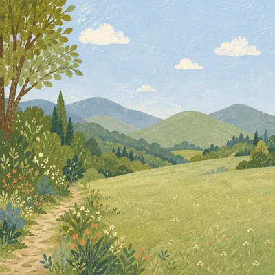 Peaceful Green Countryside Forest Landscape