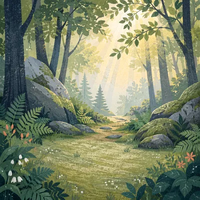 Peaceful Green Forest Renewal Background