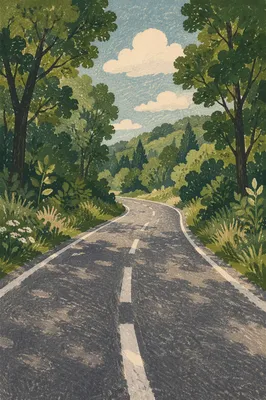Peaceful Forest Road Nature Background
