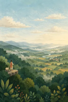 Peaceful Green Forest Hills Background