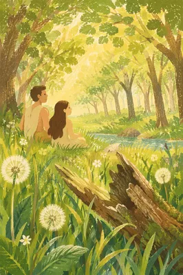 Peaceful Green Woodland Creation Background
