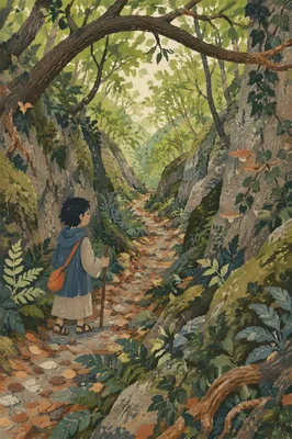 Peaceful Green Forest Ravine Path