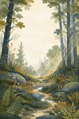 Misty Green Forest Renewal Background