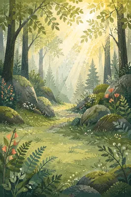Serene Green Forest Path After Rain
