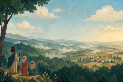 Peaceful Green Forest Hills Morning Background