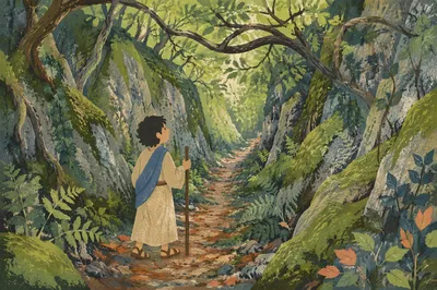 Peaceful Green Forest Ravine Path