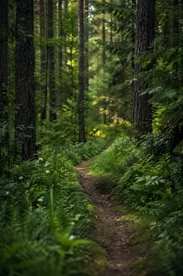 Quiet Green Forest Path Background