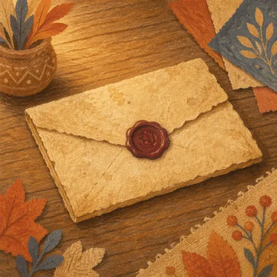 Aged Parchment Scroll with Burgundy Wax Seal