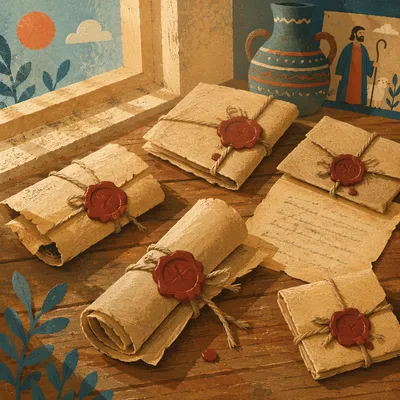 Aged Parchment Scrolls With Crimson Wax Seals