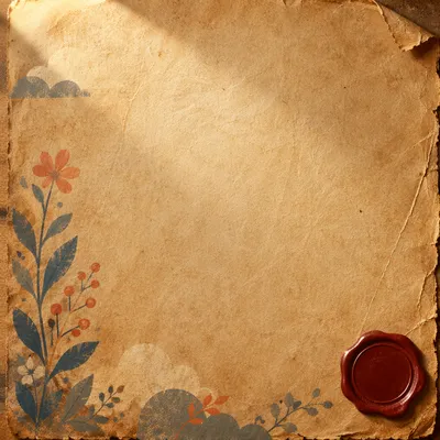 Aged Parchment Scroll With Burgundy Wax Seal