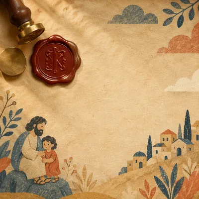 Aged Parchment Background with Red Wax Seal