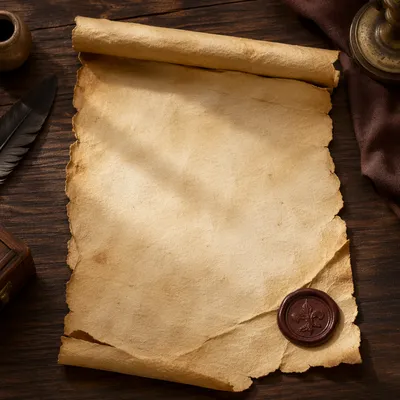 Antique Parchment Scroll with Burgundy Wax Seal